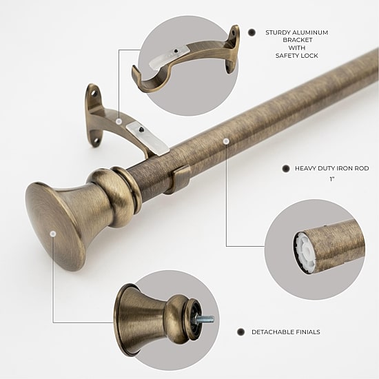 Deco Window Egyptian 1 IN Adjustable Curtain Rod