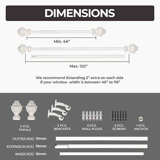 Deco Window Cambria 1 IN Adjustable Curtain Rod