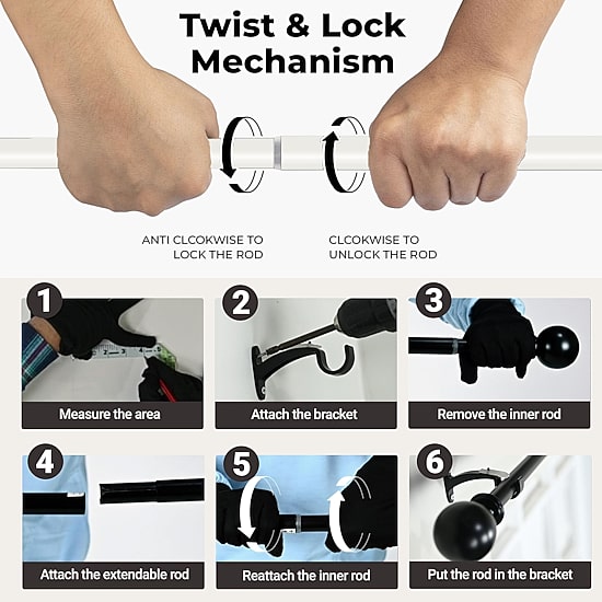 Deco Window Cambria 1 IN Adjustable Curtain Rod