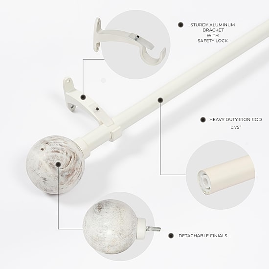 Deco Window Wood Ball 1 IN Adjustable Curtain Rod