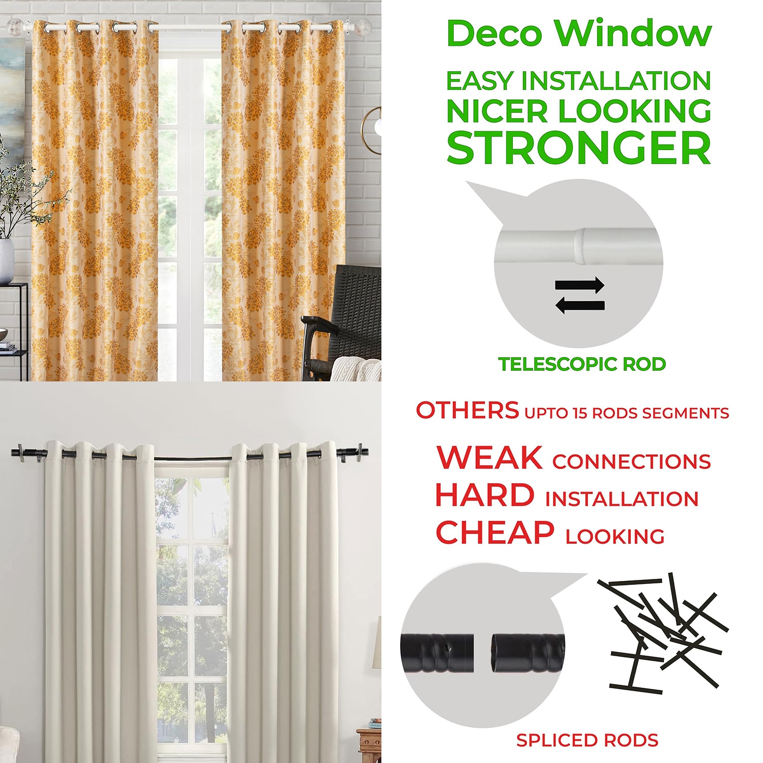 Deco Window Wood Ball 1 IN Adjustable Curtain Rod