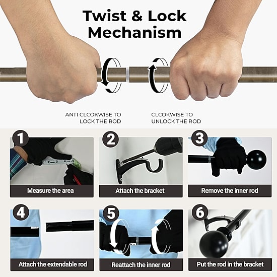 Deco Window 1 IN Adjustable Curtain Rod