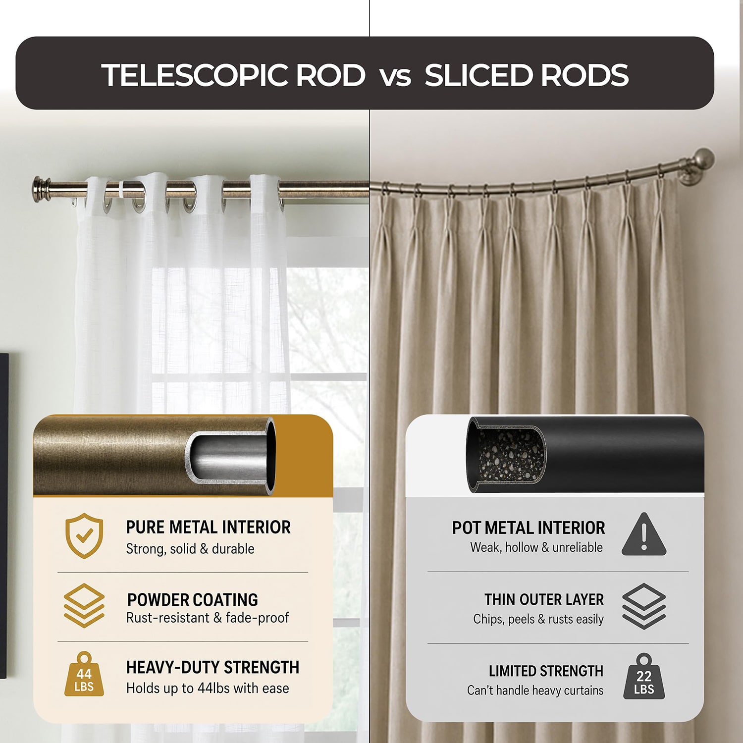 Deco Window 1 IN Adjustable Curtain Rod