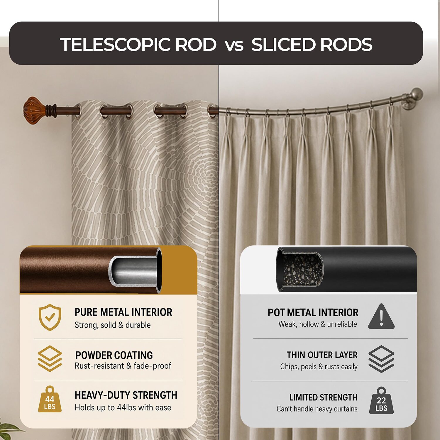 Deco Window 1 IN Adjustable Curtain Rod