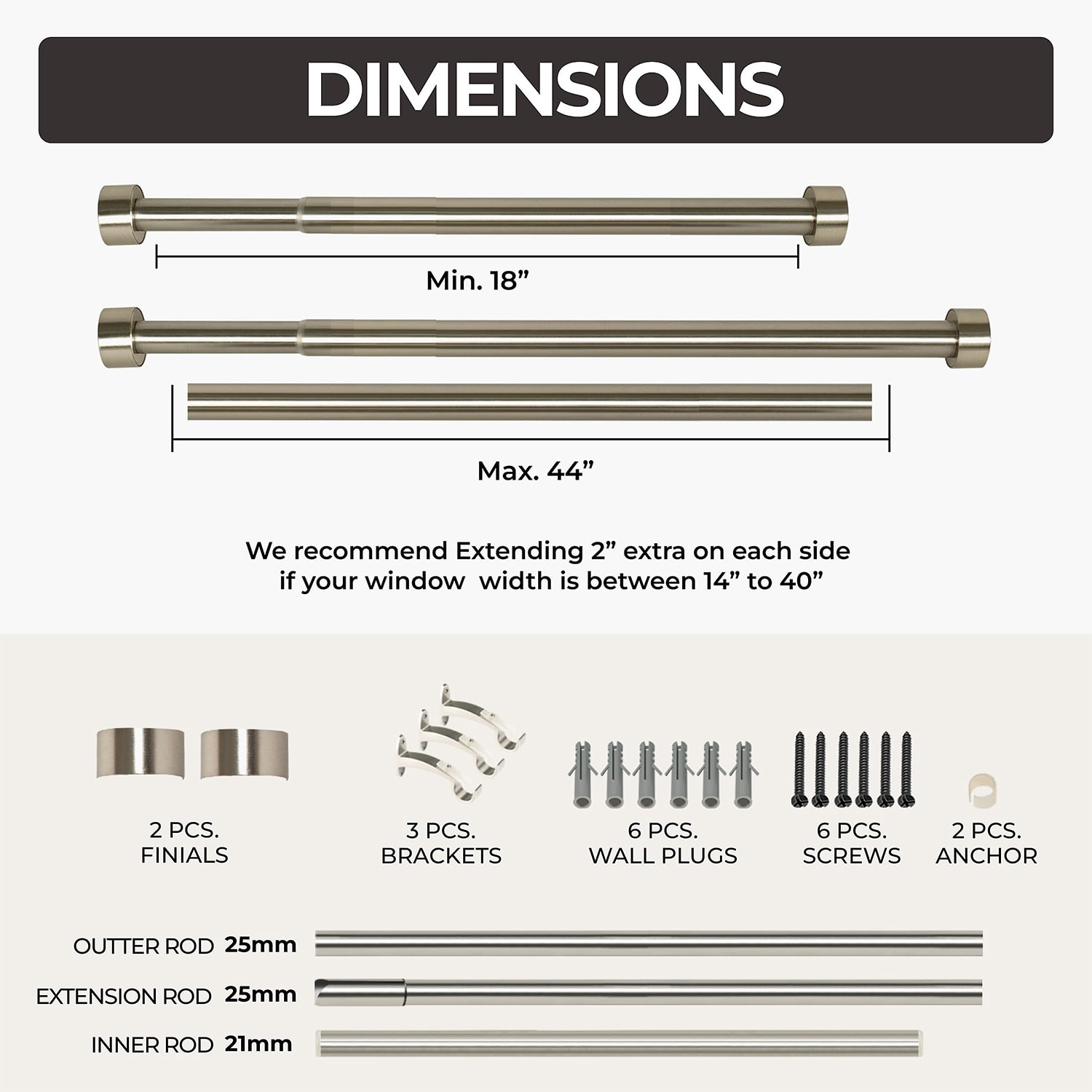 Deco Window Pluto 1 Adjustable Curtain Rod