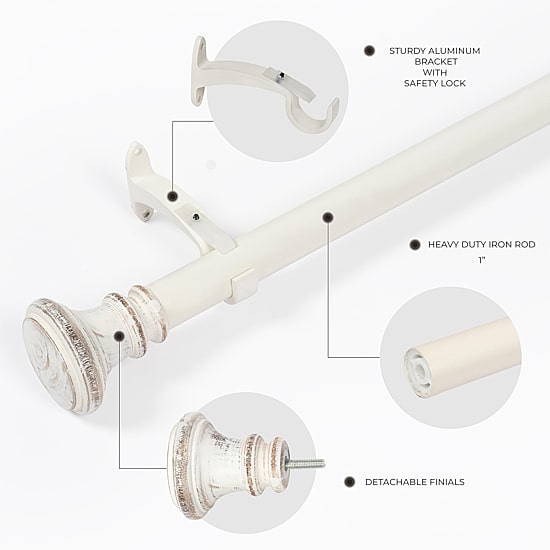 Deco Window Wood Trumpet 1 IN Adjustable Curtain Rod