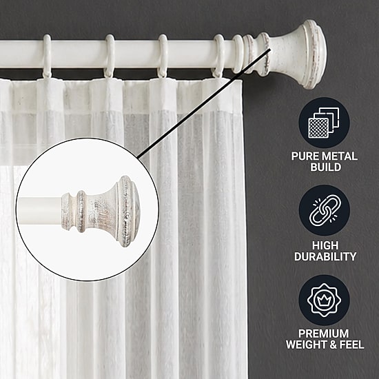 Deco Window Wood Trumpet 1 IN Adjustable Curtain Rod