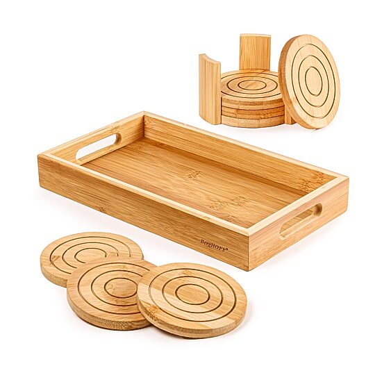 BergHOFF Bamboo Serving Tray With 8-pc. Coasters