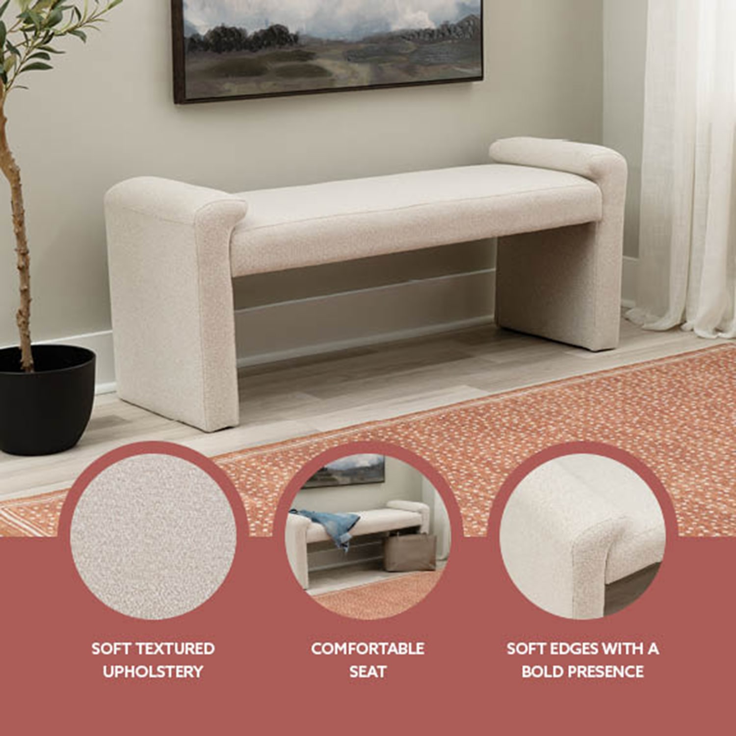 Linon Linn Upholstered Bench