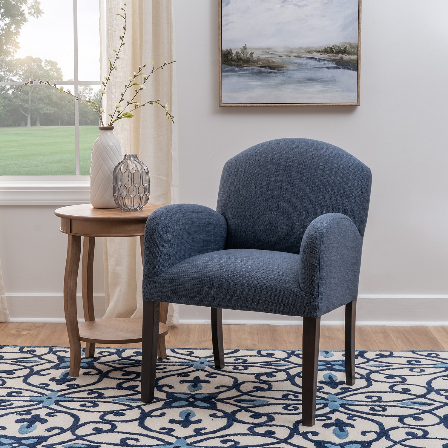 Linon Truett Blue Upholstered Lounge Chair