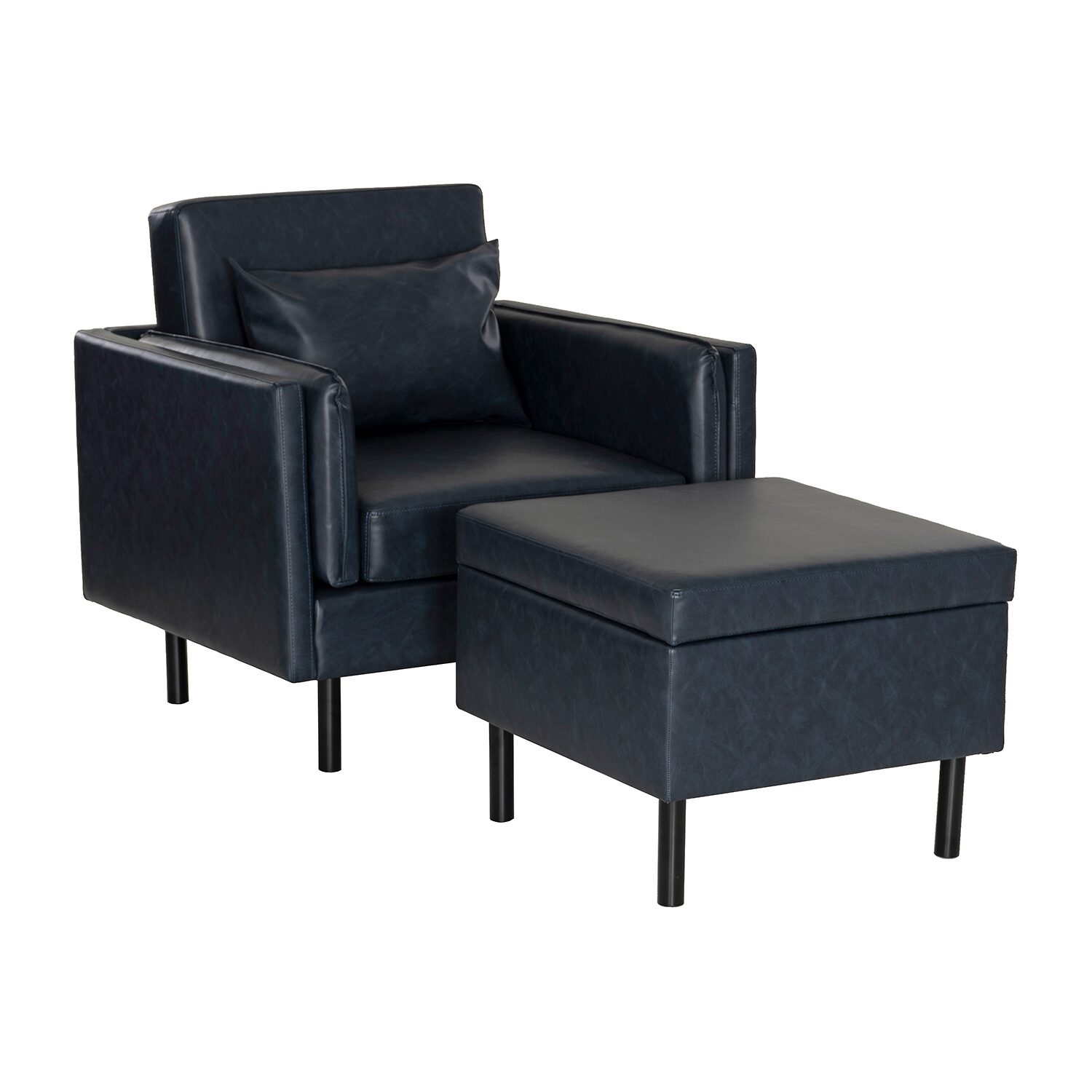 Linon Wallis Faux Leather Chair And Ottoman Set