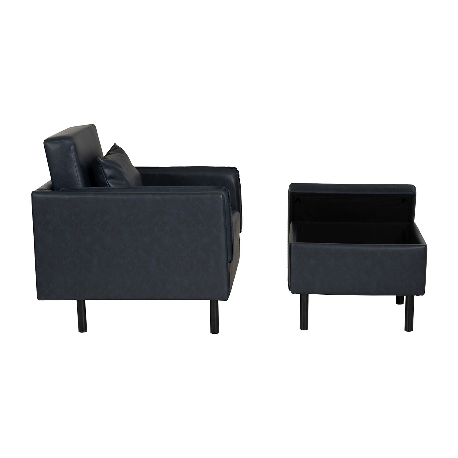 Linon Wallis Faux Leather Chair And Ottoman Set