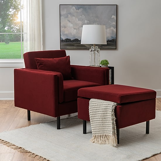 Linon Wallis Faux Leather Chair And Ottoman Set