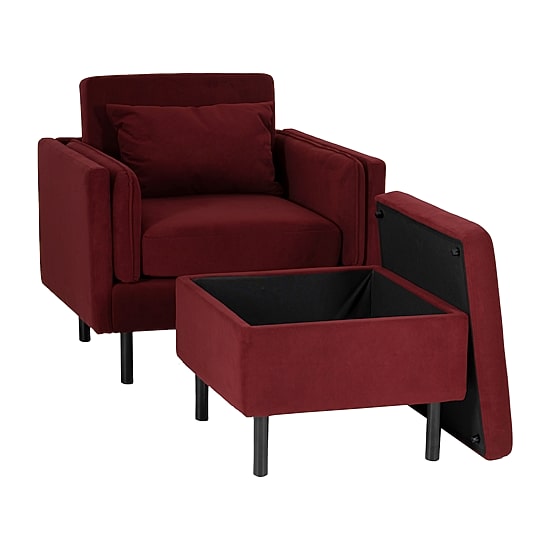 Linon Wallis Faux Leather Chair And Ottoman Set