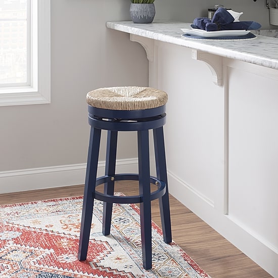 Linon Sanford Seagrass Swivel Bar Stool