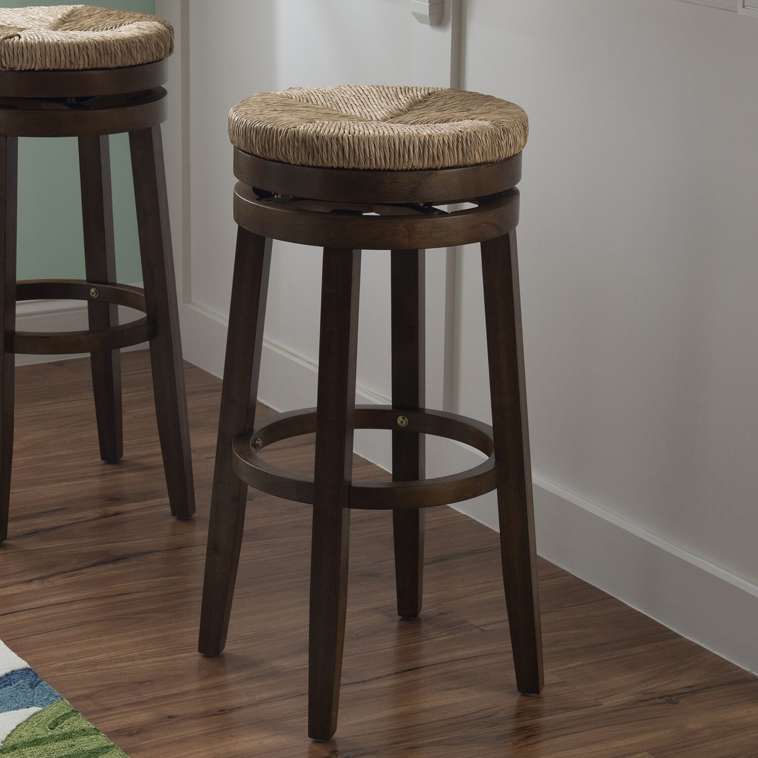 Linon Sanford Seagrass Swivel Bar Stool