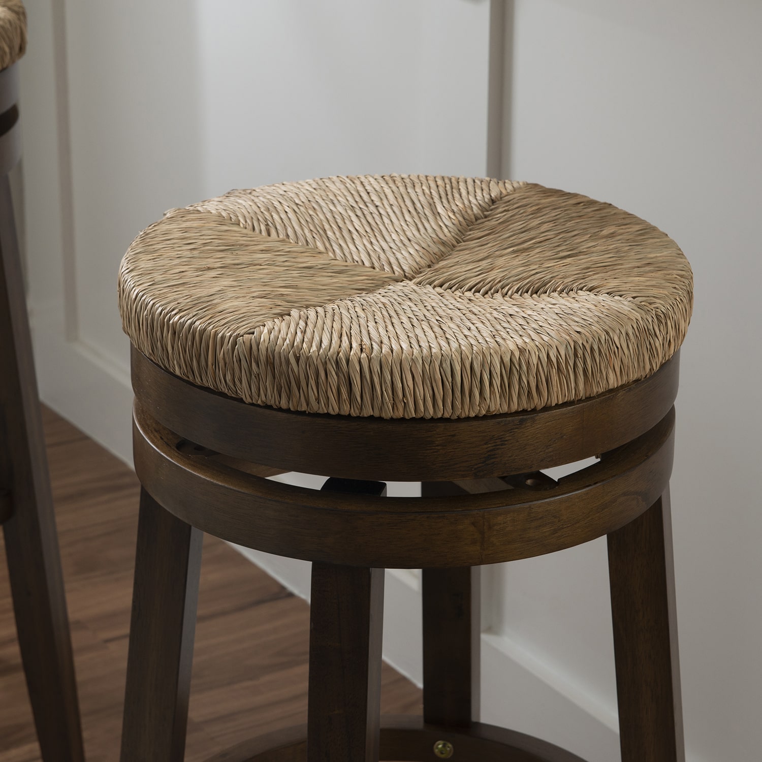 Linon Sanford Seagrass Swivel Bar Stool