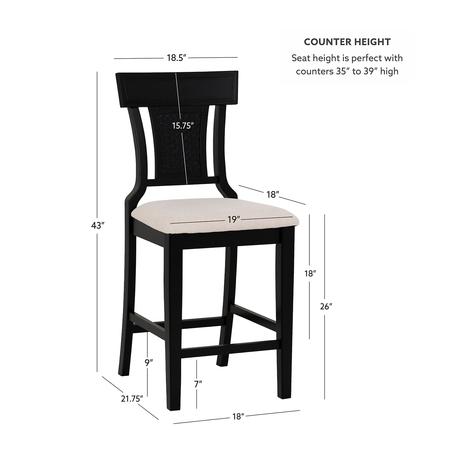 Linon Rylon Nailhead Trim Counter Stool