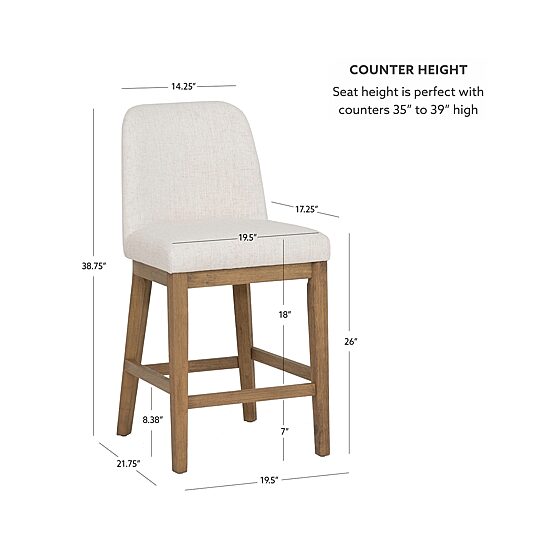 Linon Tucker Upholstered Counter Stool Set of 2
