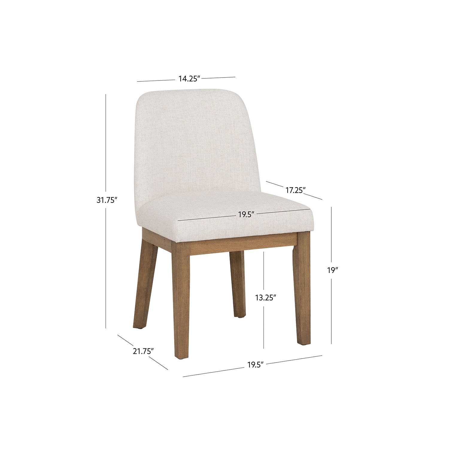 Linon Tucker Upholstered Side Chair Set of 2