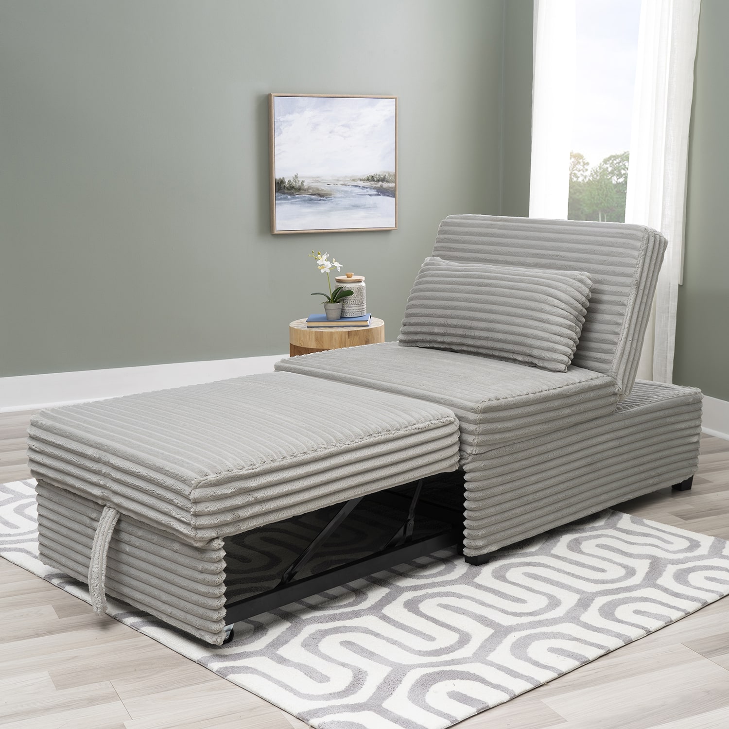 Linon Boone Grey Corduroy Sleeper Chair