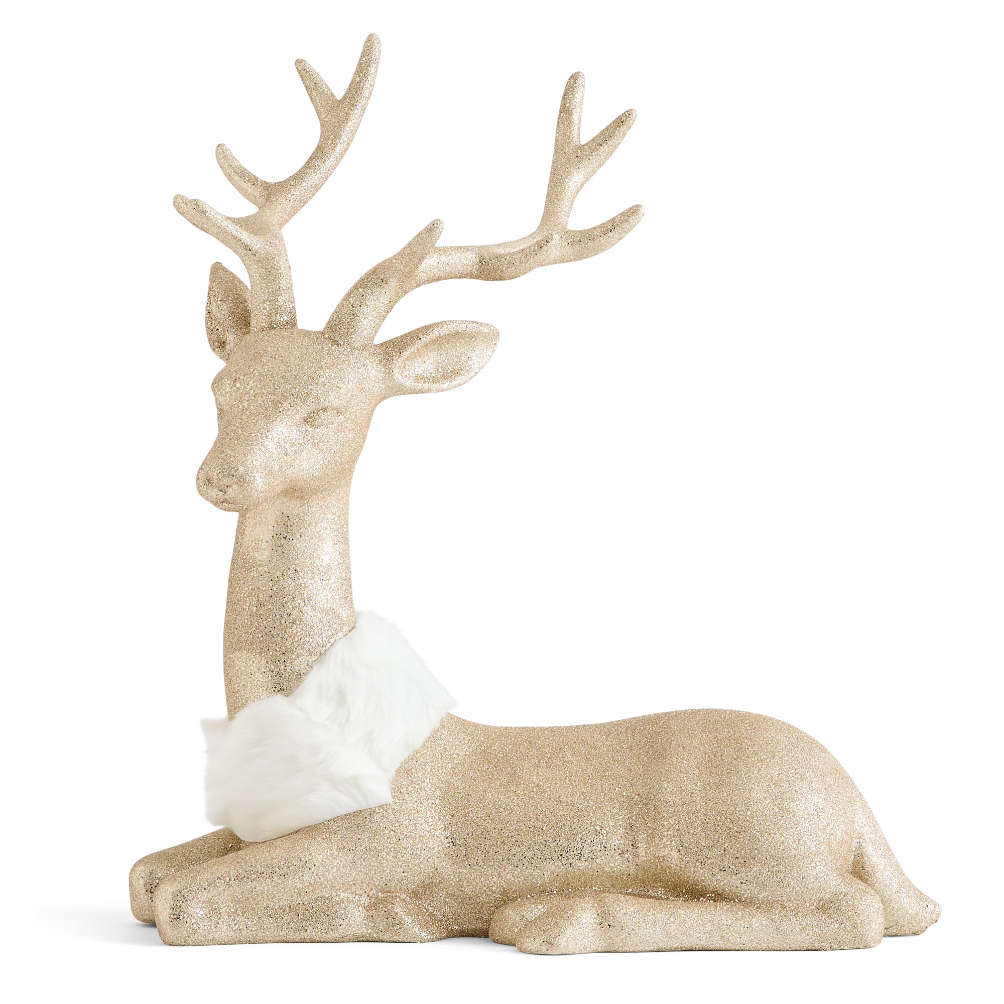 North Pole Trading Co. Glitter Sitting Deer Christmas Tabletop Decor