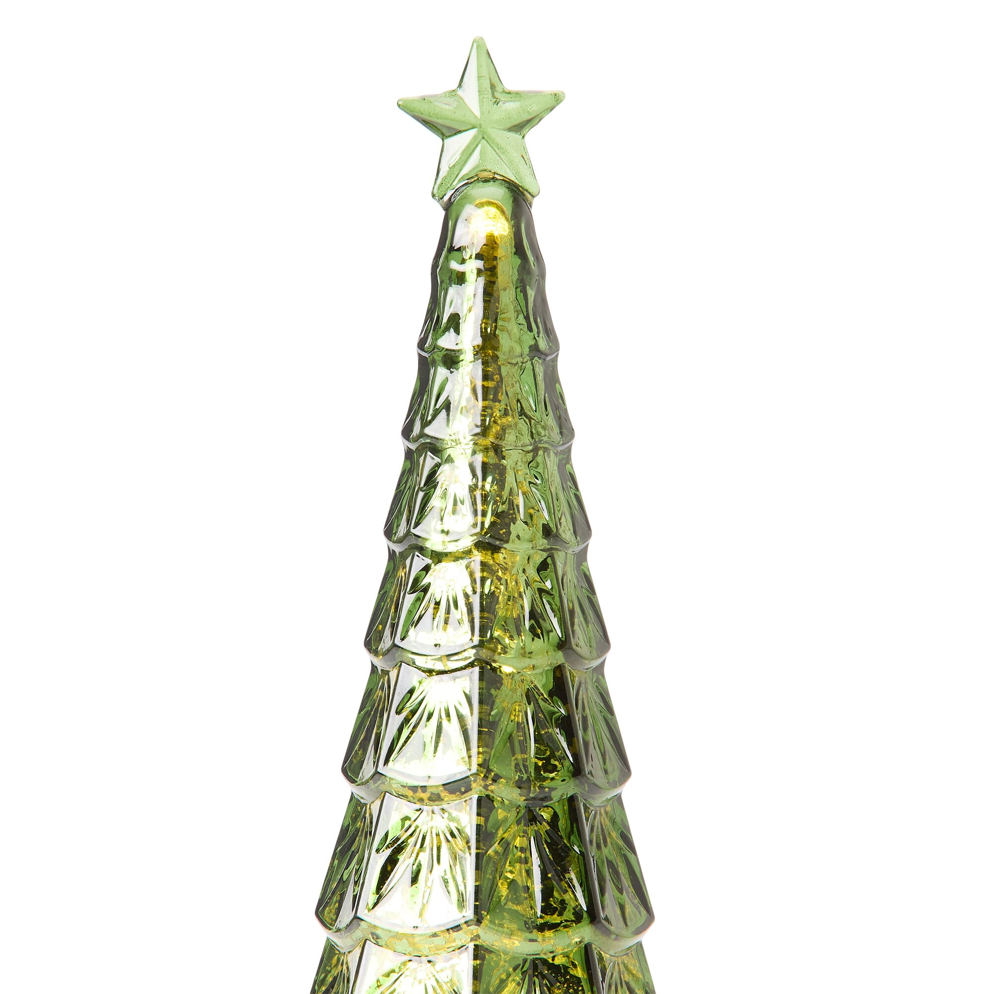 Martha Stewart 18" Green Glass Tree Lighted Christmas Tabletop Decor