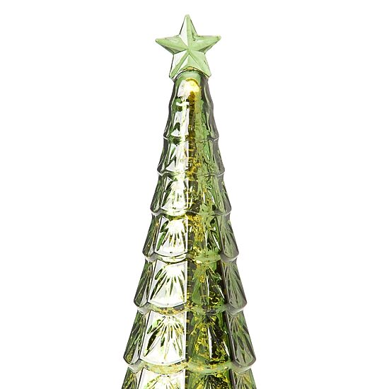Martha Stewart 18" Green Glass Tree Lighted Christmas Tabletop Decor