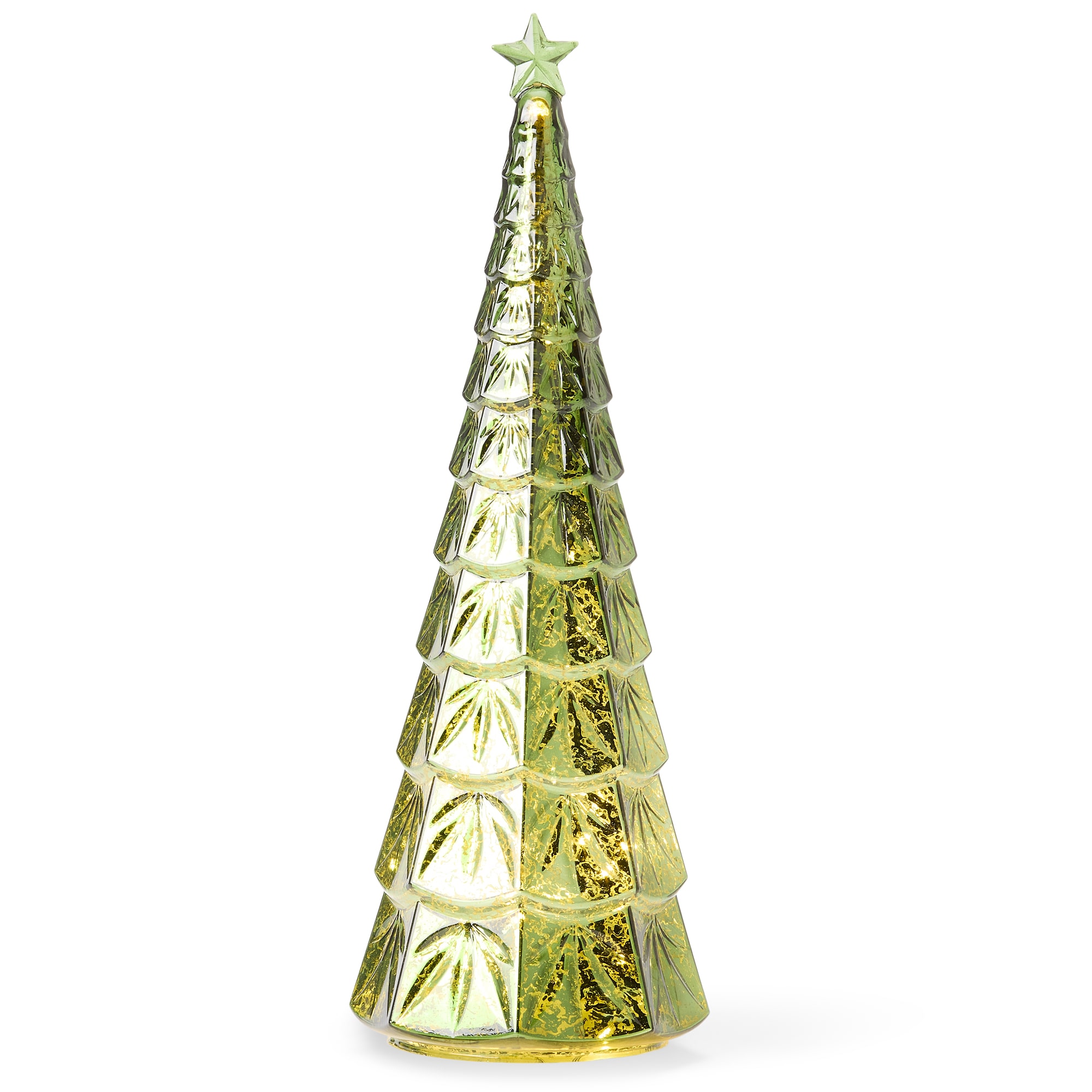 Martha Stewart 18" Green Glass Tree Lighted Christmas Tabletop Decor