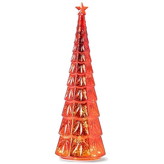 Martha Stewart 18" Red Glass Tree Lighted Christmas Tabletop Decor