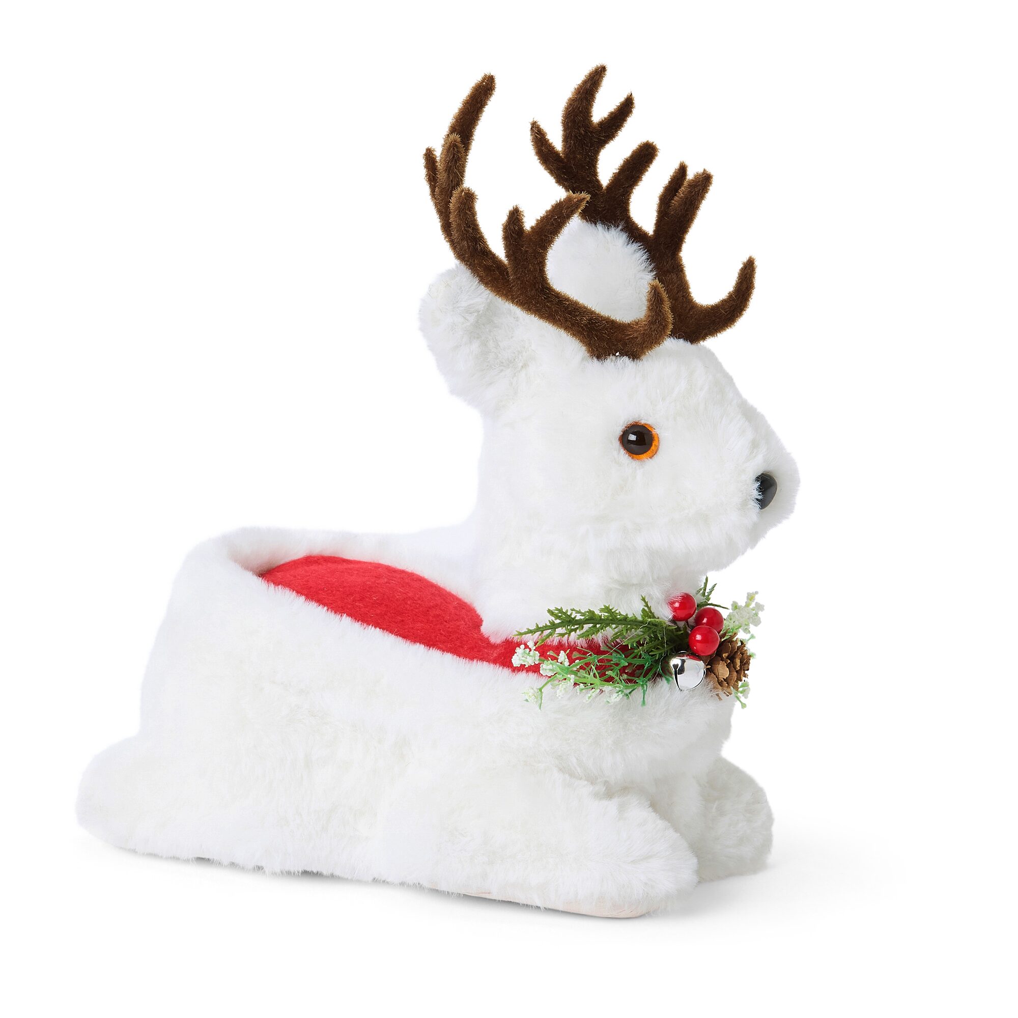 North Pole Trading Co. 10" Sitting Fur Reindeer Christmas Tabletop Decor