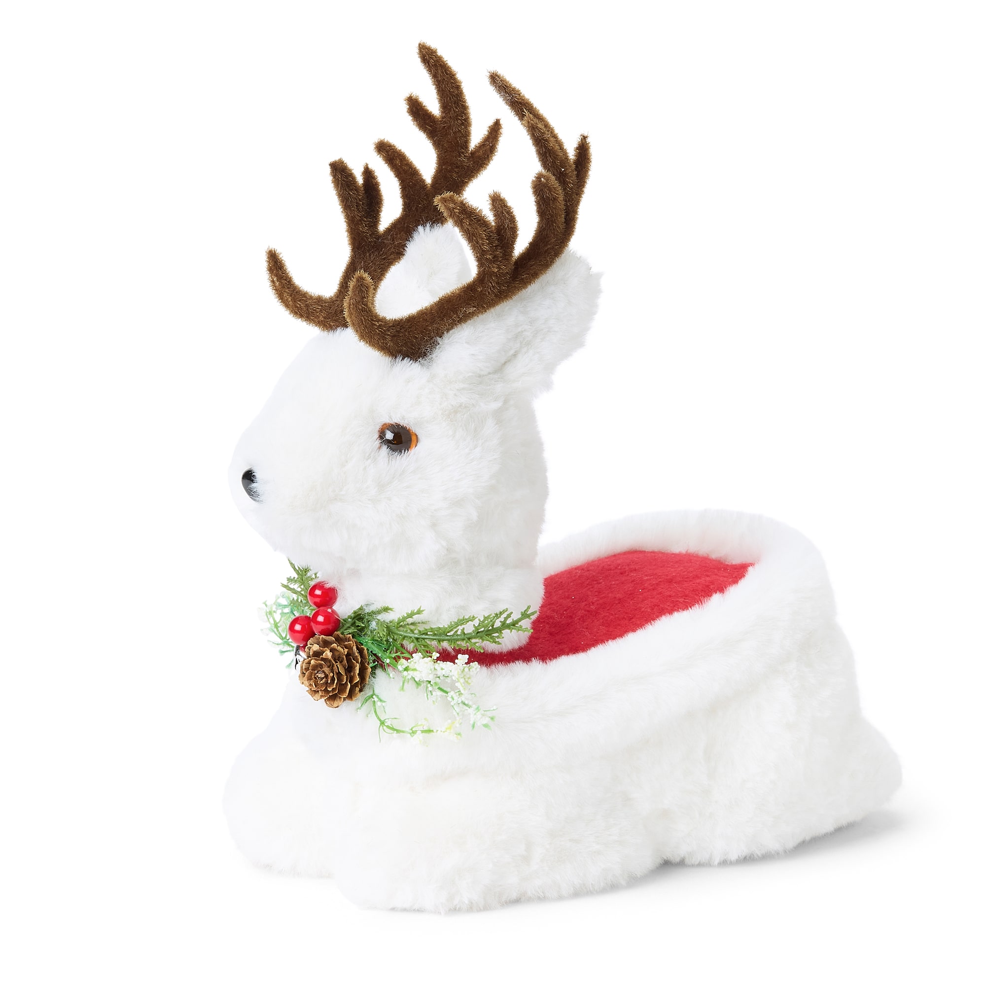 North Pole Trading Co. 10" Sitting Fur Reindeer Christmas Tabletop Decor