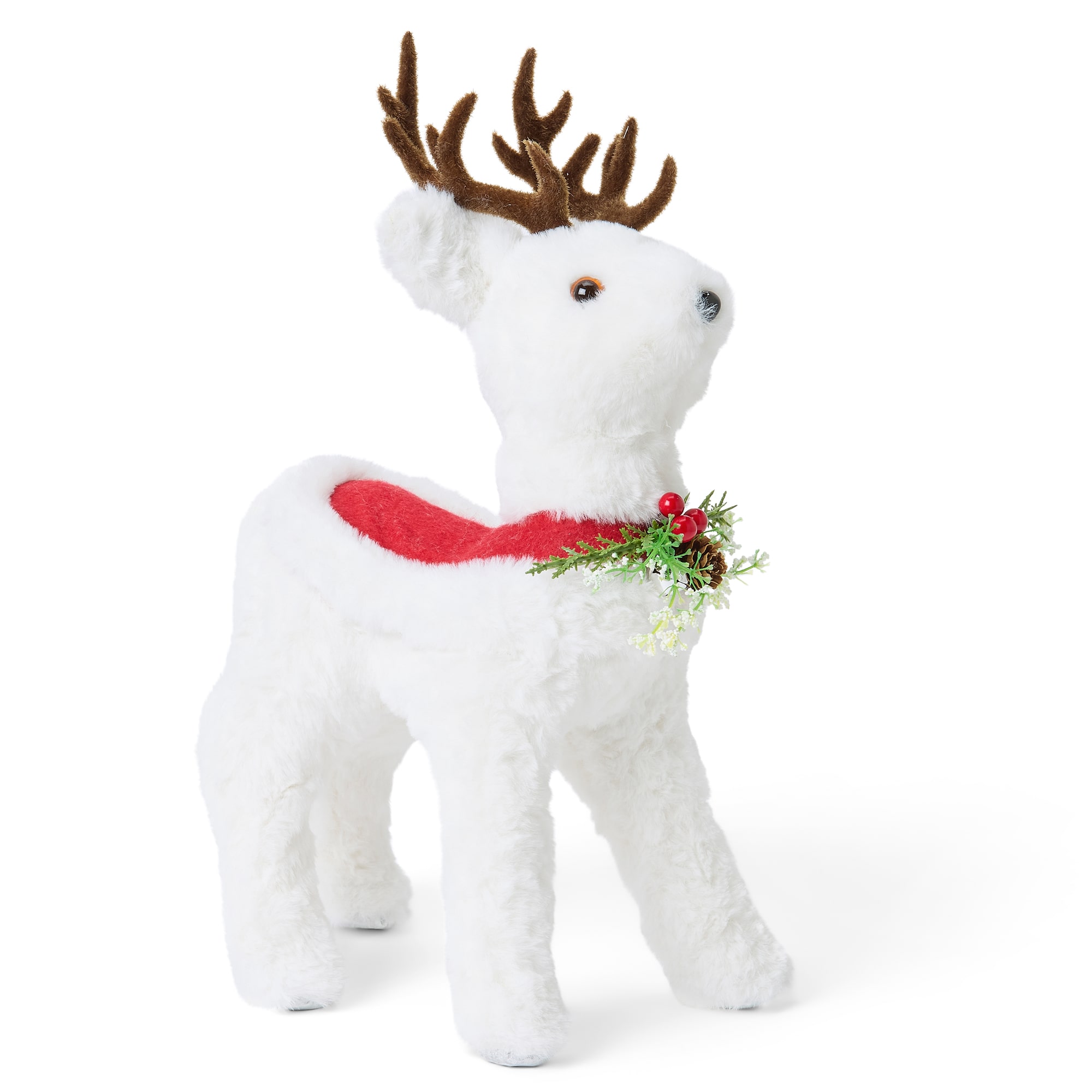 North Pole Trading Co. 15" Standing Fur Reindeer Christmas Tabletop Decor