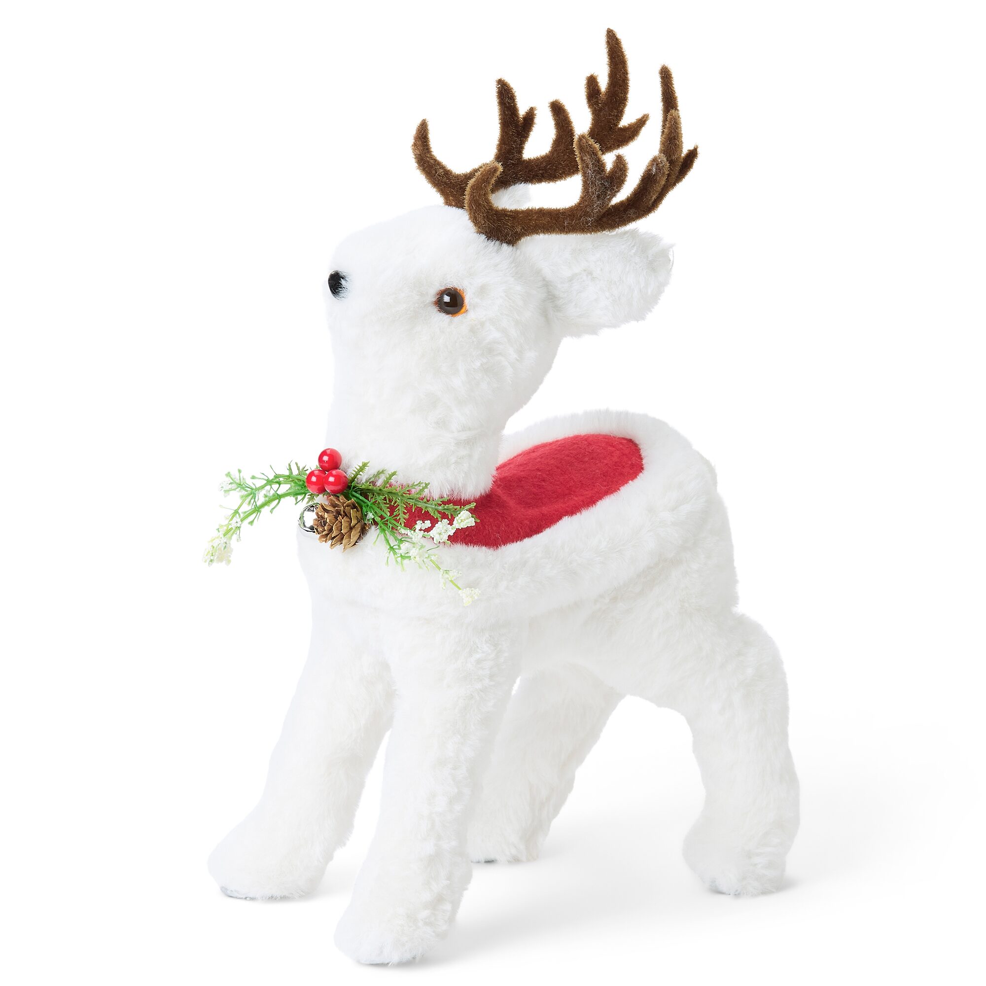 North Pole Trading Co. 15" Standing Fur Reindeer Christmas Tabletop Decor