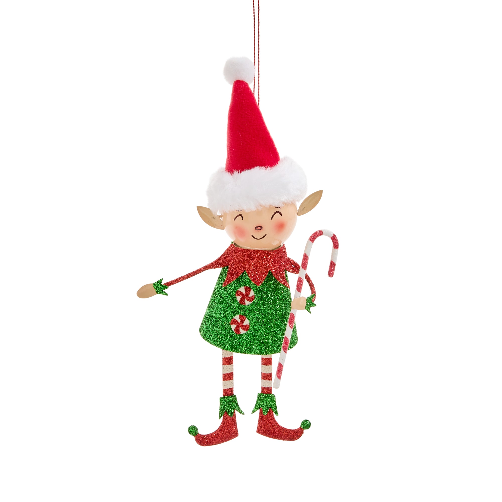 North Pole Trading Co. Elf Candy Cane Christmas Ornament