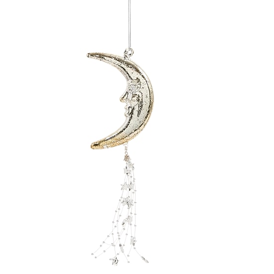 North Pole Trading Co. Glass Crescent Christmas Ornament