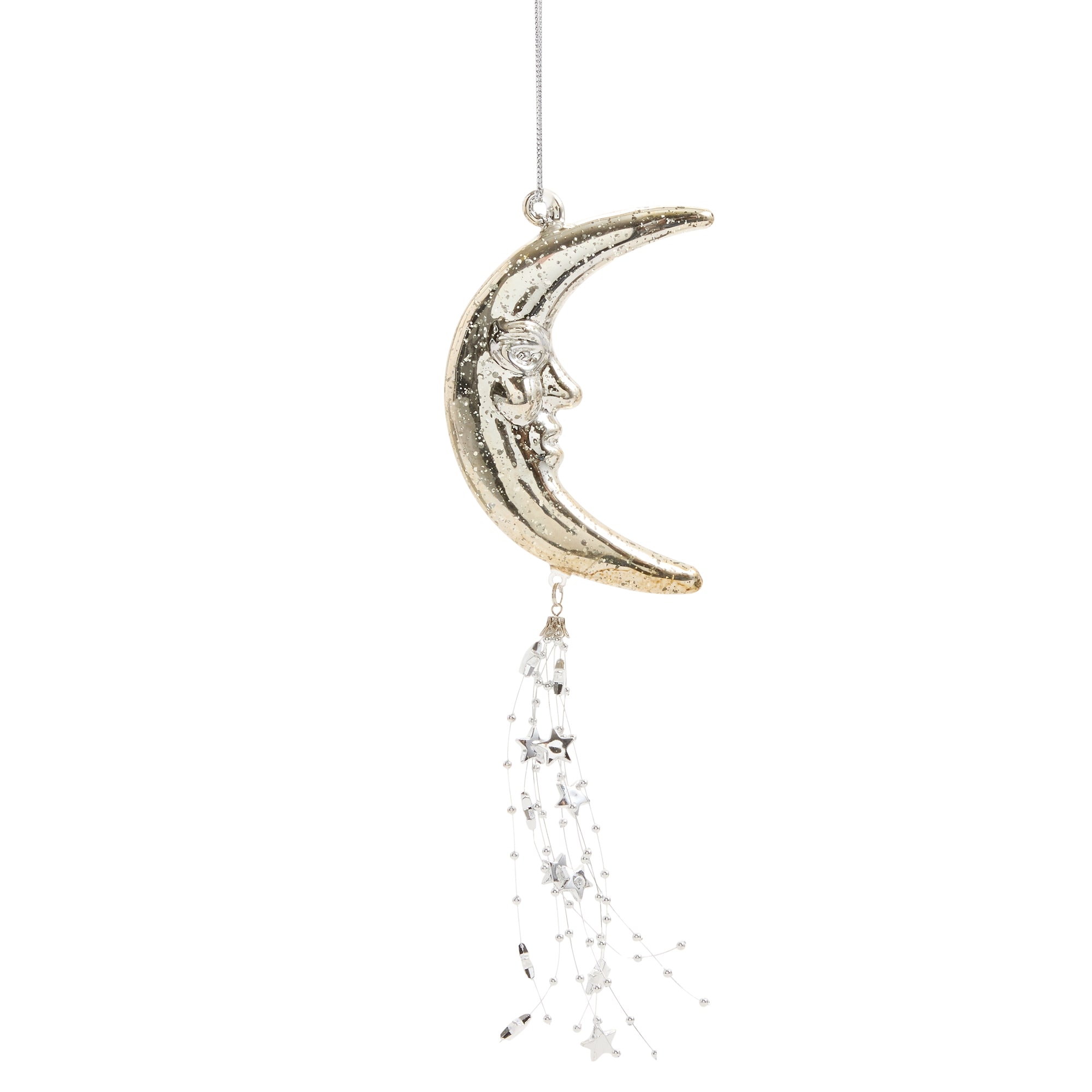 North Pole Trading Co. Glass Crescent Christmas Ornament