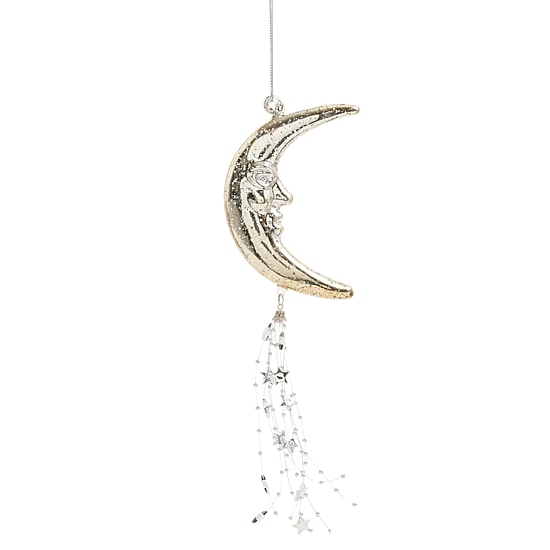 North Pole Trading Co. Glass Crescent Christmas Ornament