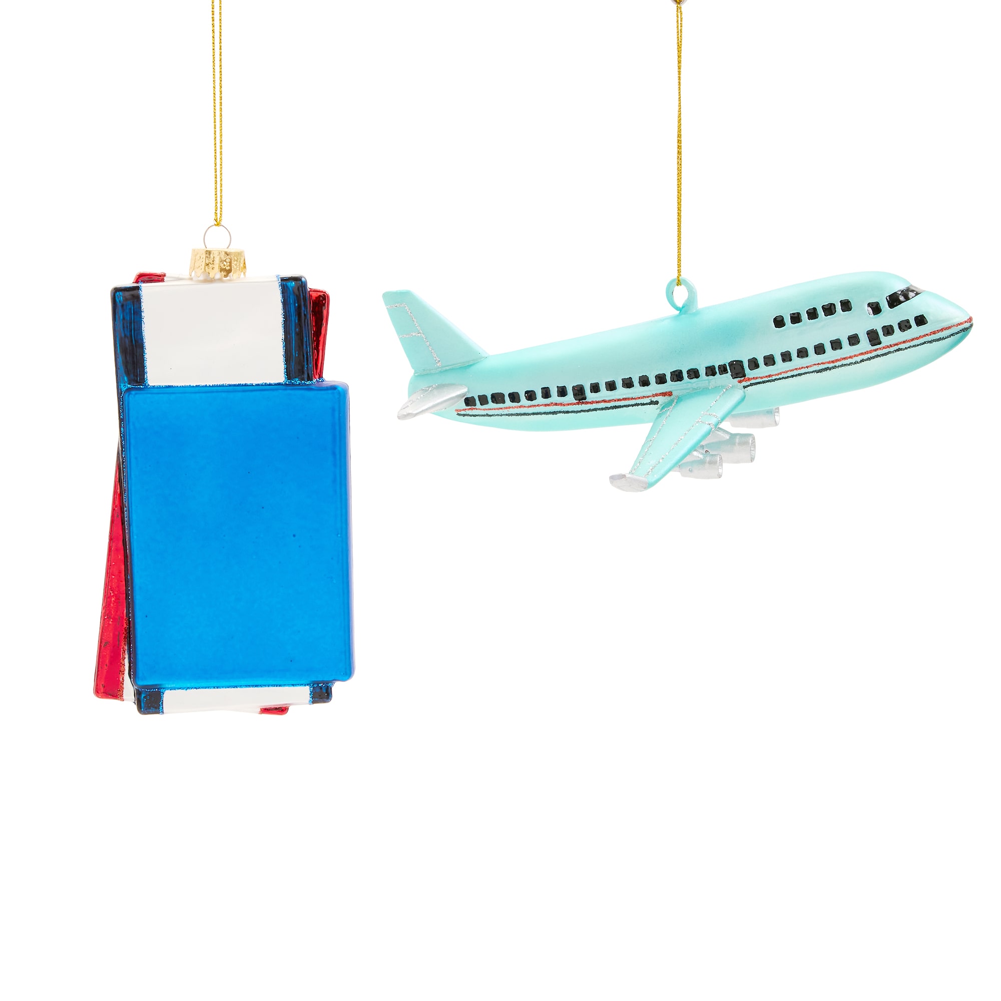 North Pole Trading Co. Passport And Airplane 2-pc. Christmas Ornament