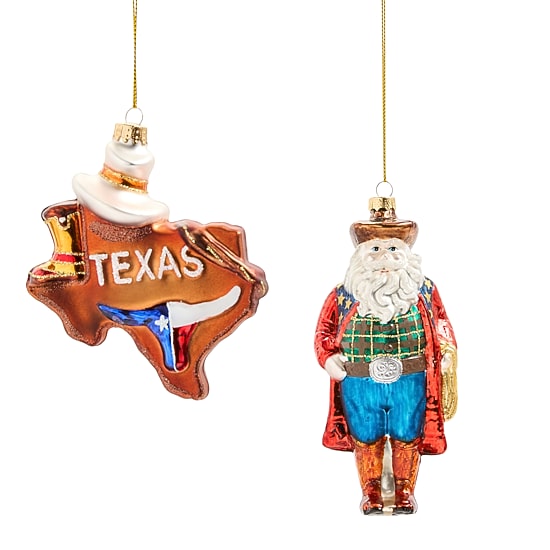 North Pole Trading Co. Texas And Santa 2-pc. Christmas Ornament