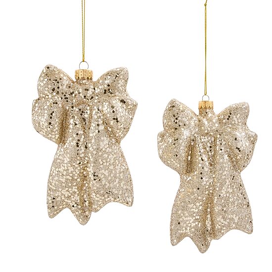 North Pole Trading Co. Glitter Bow 2-pc. Christmas Ornament