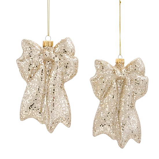North Pole Trading Co. Glitter Bow 2-pc. Christmas Ornament