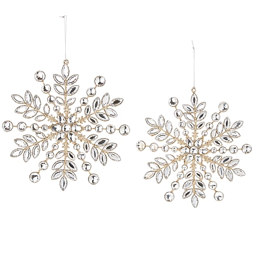 North Pole Trading Co . Jeweled Snowflake 2-pc. Christmas Ornament In Silver