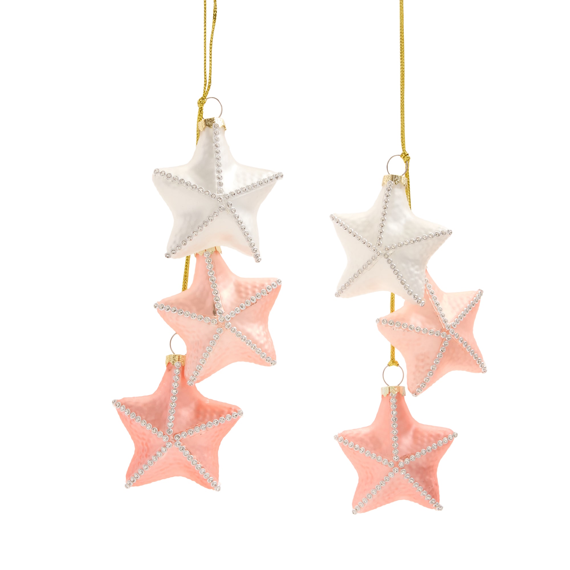 North Pole Trading Co. Starfish Dangle Pink 2-pc. Christmas Ornament