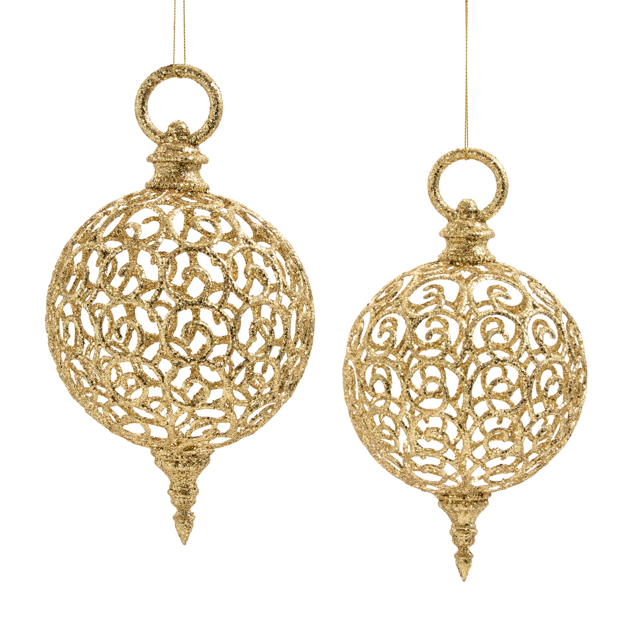 North Pole Trading Co. Glittered Scroll 2-pc. Christmas Ornament