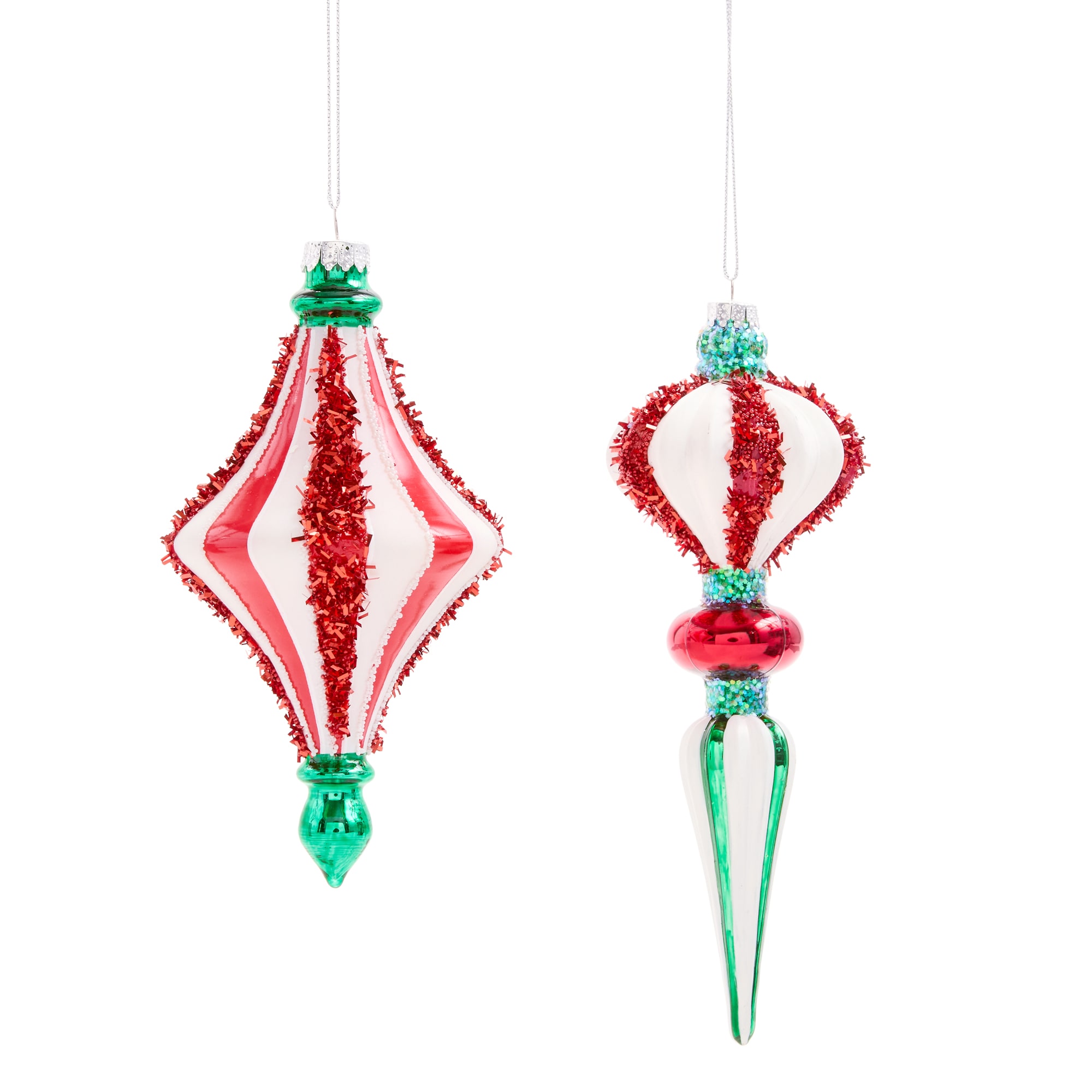 North Pole Trading Co. Candy Stripe Finials 2-pc. Christmas Ornament