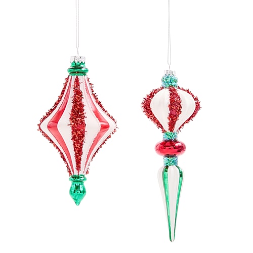 North Pole Trading Co . Candy Stripe Finials 2-pc. Christmas Ornament In Red
