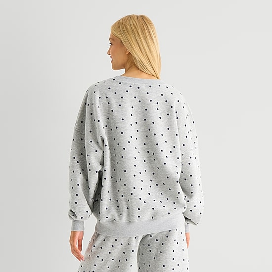 Grayson Threads, The Label Womens Juniors Crew Neck Long Sleeve Minnie Mouse Sweatshirt
