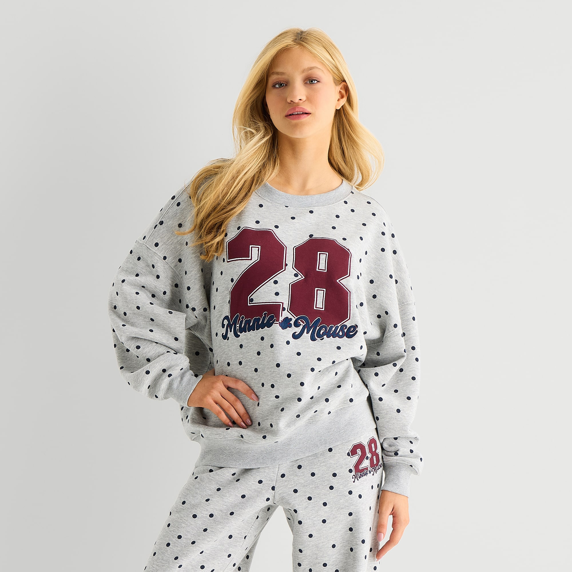 Grayson Threads, The Label Minnie Mouse Crew Fleece Womens Juniors Neck Long Sleeve Sweatshirt