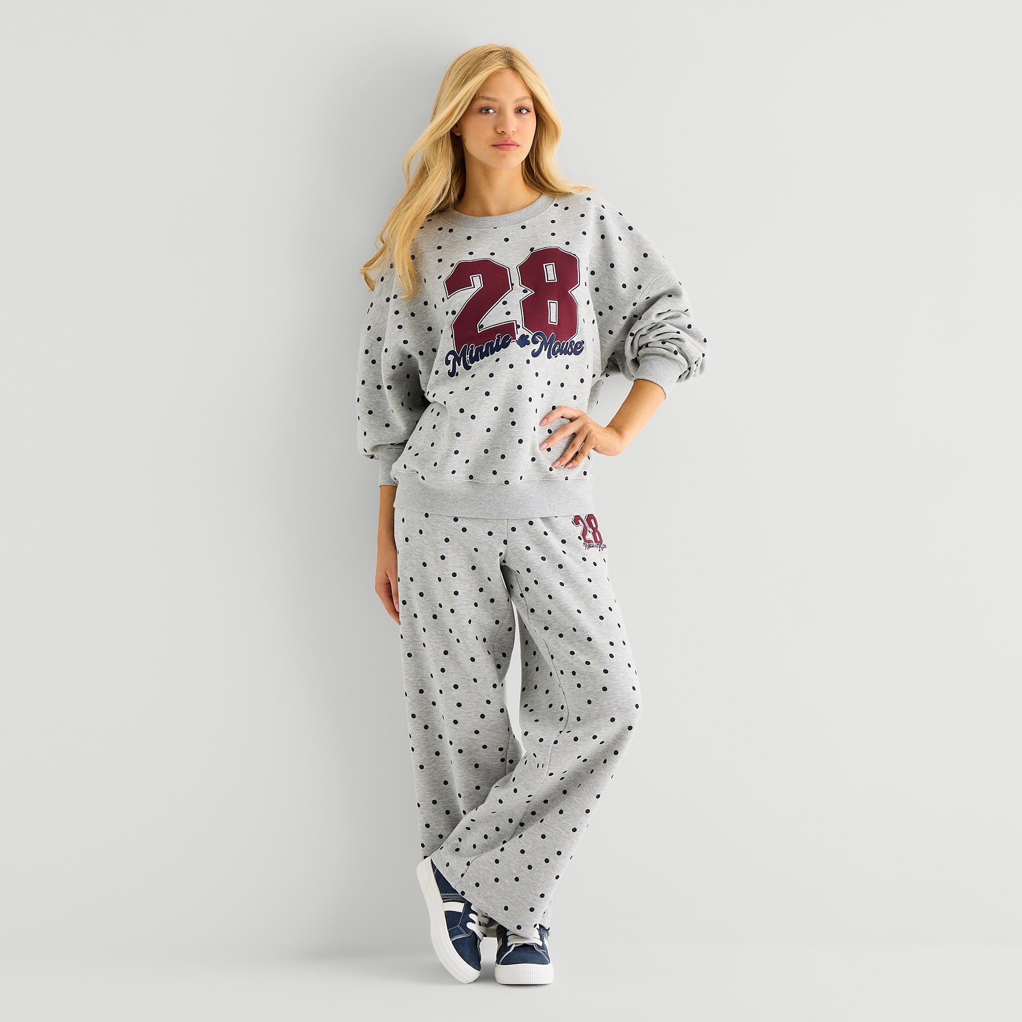 Grayson Threads, The Label Minnie Mouse Crew Fleece Womens Juniors Neck Long Sleeve Sweatshirt